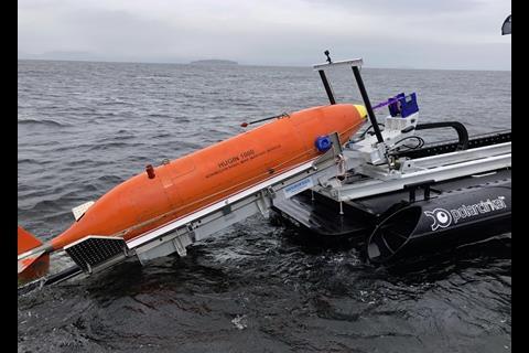 Launch operations see the new system’s stinger extended over the stern of the boat